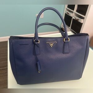 Prada Large Saffiono Galleria Bag - Blue